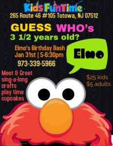 Kids FunTime Elmo's Birthday Kids Event in Northern New Jersey